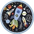 Stellar Outer Space Round Dinner Plates (22cm) - Vibrant Multicolor Galactic Design - Perfect for Themed Parties & Events - 8ct