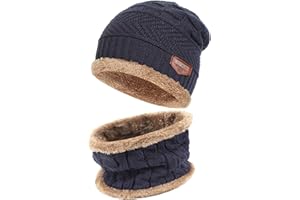 Bequemer Laden Hombres Invierno Gorro Termicos Bufanda Conjunto Tejer Regalo Hombre Mujer para Clima Frio con Forro