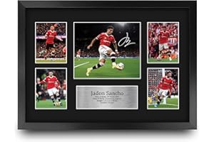 HWC Trading FR A3 Jadon Sancho Gedruckte Memorabilien Signiertes Autogramm Fotodisplay für Fußball Anhänger und Fans - A3 Framed