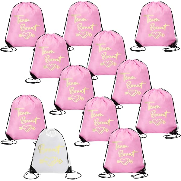 LotsBuyLots 10er Set Kordelzugbeutel Für Braut & Brautjungfern – 34x39,9 Cm, Aus Polyester, Perfekt Für Hochzeitsgeschenke & Junggesellinnenabschied