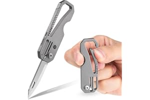 KeyUnity Coltello pieghevole KK08 EDC - Coltello multiuso tascabile in titanio con moschettone per il trasporto quotidiano (KK08)