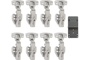 LOOTICH 110 Degré Complètement Recouvrante Charnieres avec Amortisseur Intégré Mécanisme de Fermeture Automatique Charnière pour Armoires de Porte Cuisine Lot de 8