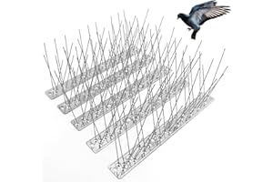 REMIAWY Bird Spikes for Pigeons Small Birds, Bird Deterrent Spikes for Outside to Keep Birds Squirrel Cat Away, Stainless Steel Bird Wire Spikes 5 Strips 1.2m
