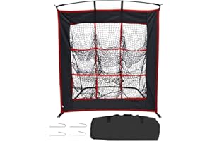 Kapler Baseball Softball Pitching Net with Strike Zone, Portable Heavy Duty Steel Frame, 9 Hole Target for Hitting and Pitching, Easy Assembly-6’x5’/5’x4’/4’x4’/4’x3’ Style