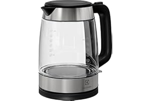 ‎ELECTROLUX Electrolux Create 4 Czajnik elektryczny E4GK1-4 GB, stylowy design ze szkła i stali nierdzewnej, szybkie nagrzewanie, obracana o 360° podstawa, dzbanek bezprzewodowy, filtr antyosadzający się kamień,