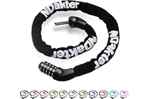 NDakter Bike Lock, 5 Digit Combination Bicycle Lock, Alloys Steel Bike Locks High Security, 4.27 Ft Heavy Duty Anti-Theft Bike Chain Lock for Cycle,Electric Bike, Scooter,Motorcycle, Door(Black)