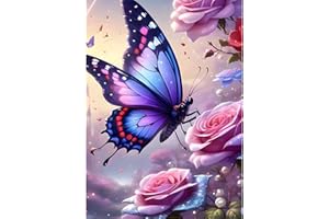 QINRUBB Schmetterling Diamond Painting Erwachsene, 5D Blumen Diamant Painting Bilder Anfänger, DIY Fantasie Runder Vollbohrer Diamanten Malerei Stickerei Kreuzstich Geschenke Home Wand Dekor 30x40cm
