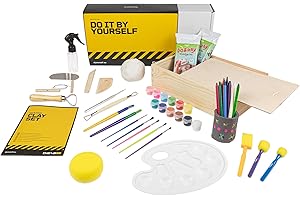 DIBYS Kit di ceramica per adulti & bambini | Con utensili per modellare, argilla senza cottura & bianca, colori & pennelli | Set per creare ceramiche a casa | Set creativo | Idee regalo originali