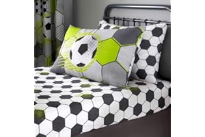 De Lavish Kids Children Boys Football Fitted Bed Sheet Set Pillowcase Double Size Bed, Stamp Grey