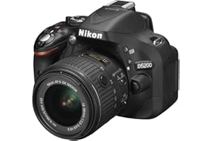 Nikon D5200 - Cámara réflex Digital de 24.1 MP (Pantalla 3", estabilizador óptico, grabación de vídeo), Negro - Kit con Objetivo Nikkor AF-S DX 18-55 mm f:3.5 VR II