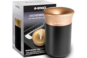 e-smoQ® Aschenbecher mit Deckel für elektronische Zigaretten IQOS 3/3 DUO Zubehör | Ashtray Für Auto, Büro, Zuhause und Draussen (Schwarz/Gold)