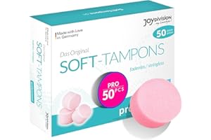 JOYDIVISION Soft-Tampons Professional I 50 Pieces I Threadless tampons for Sports, Swimming & spa I Menstrual sponges Ultra Soft I Easy Insertion & Removal I Soft Tampon Without Thread