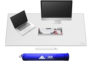 Cacoy Tappetino da Scrivania in pelle, 130x60cm Tappetino per Mouse da Gioco Grande in pelle PU Tappetino Protettivo Impermeabile per Scrivania da Ufficio - Bianco