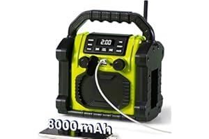 Bingxue FM Radio Receiver,USB Bluetooth Speaker with Clock Alarm/LED Lights,Portable Anticollision for Constrution Site/Outdoor/Fishing/Yoga/Party/Camping(Color Option) (Yellow)