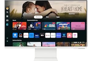 Samsung LS32DM801UUXXU 32" 4K Ultra HD HDR10 Smart Monitor with Speakers - 3840x2160, USB-C, HDMI, WiFi, Bluetooth, Smart Hub for TV streaming, Catch Up Apps and Gaming Hub - White