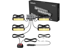 ‎JUSTECH 4er 6LED Warnlicht Frontblitzer Stroboskoplicht Wasserdicht IP68 Blinklicht Warnung Beacon Blinklichter Blitzmodul Warnleuchte Notfall Licht Achtung Blinklicht für 12/24V LKW, Truck, Emergency