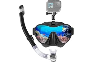 LYEAA Gafas de buceo, buceo para adultos, fácil respiración, antiniebla, máscara de esnórquel, máscara con esnórquel seco, lentes templadas, gafas de buceo con montura para Gopro