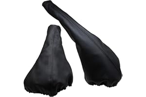 JPstraps - Funda Palanca de Cambios y Freno Cuero Piel Natural Negro Compatible con Seat Ibiza II (1993-2001)