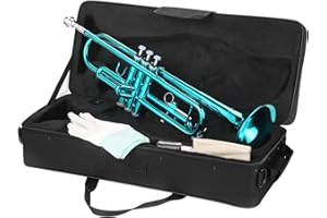 LeSage Bb Trumpet - Standard Trumpet for Student Beginners, Light Blue with Case, 7C Mouthpiece, Valve Oil, Cleaning Kit, Brass Musical Instrument