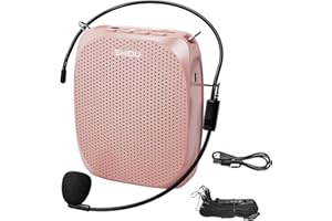 SHIDU Portable Mini Voice Amplifier with Wired Microphone Headset and Waistband, Rechargeable Personal Amplifier Supports MP3 Format Audio for Teachers Tour Guides Coaches Yoga Fitness Instructors