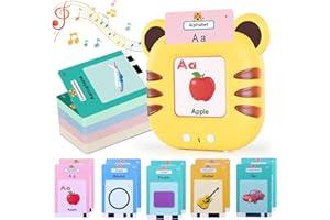 YUNLONE Toddle Toys Talking Flash Cards British English 224 Words with ABC Letters/Numbers/Colours,Learning Toys Pocket Speech Language Development Toy Speech Therapy Sensory Cards Toys for Kids Boys Girls