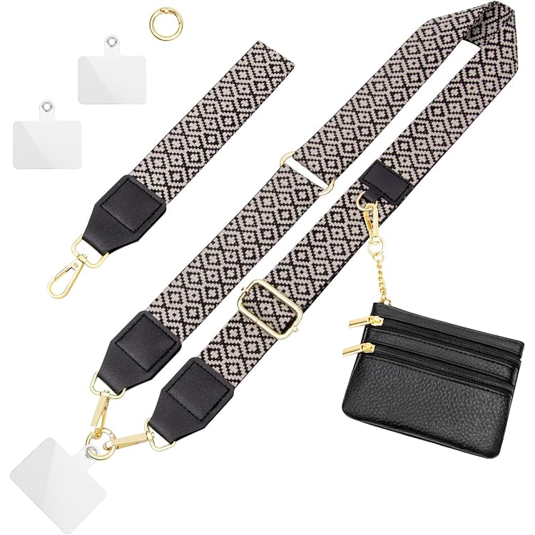 BSITSSS Sangle Téléphone Avec Pochette Zippée 2en1 - Bandoulière Réglable Et Porte-Monnaie Détachable Rose