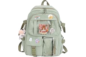 HORHEAR Sac à dos Kawaii pour L'école, Sac à dos Mignon avec Accessoires Kawaii, Broche et Pendentif,Animal en Peluche