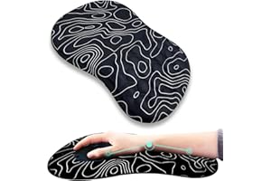 JIANGLAI Ergonomic Mouse Pad with Wrist Rest Support, Massage Design Mouse Mat for Relief Carpal Tunnel Pain, Memory Foam Non-Slip Slope Massage Bulge (Topographic Contour)