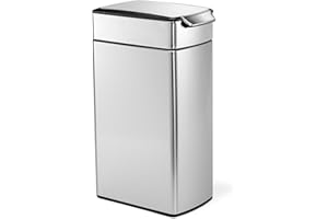 simplehuman CW2016 poubelle étroite à touch-bar, poubelle de cuisine, acier inoxydable brossé, 40 litres