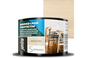 JOVIRA PINTURAS BARNIZ-LASUR Protector Satinado al Agua. Protege, decora y embellece todo tipo de madera. (375 Mililitros, Incoloro) E-1
