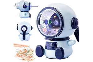 EEPLUYTY Taille-Crayon Astronaute de Dessin Animé Avec Manivelle et Récipient - Manuel, Réglable (Trois Niveaux) Pour Bureau et Salle de Classe - Pour Enfants