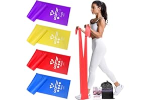 ‎COFOF COFOF Fitnessbänder 4er-Set, Gymnastikband mit 4 Widerstandsstufen, Fitnessband mit Tragetasche & Übungsanleitung Geliefert Ideal für Yoga, Pilates, Krafttraining, Physiotherapie