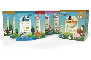 catz finefood Bio karma dla kotów, zestaw MIX, 6 x 85 g, mokra karma dla kotów, nr 513, 511, 509, 507, 505 i 503, bez zbóż i dodatku cukru (0,51 kg)