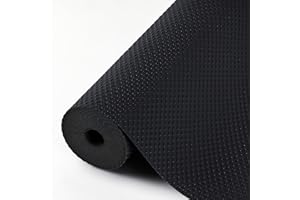 Hersvin 60cmx500cm Plastico Protector para Cocina Cajones, Alfombras Non Adhesivo para Nevera Mueble Fregadero Estante Organizador Cubiertos EVA Cubre Encimera(Negro/Punto)