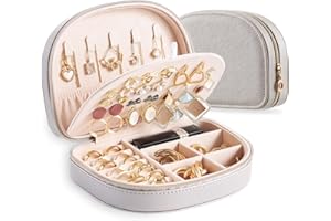 Larlary Podróżna szkatułka na biżuterię, mała szkatułka na biżuterię, podróżna, na pierścionki, kolczyki, naszyjniki i bransoletki (szara)