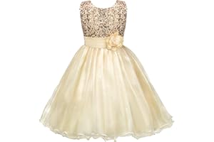 Discoball Girls Princess Dress Sequin Tulle Flower Pageant Birthday Party Wedding Bridesmaid Girl Dresses for 3-12 Years
