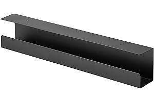 RICOO Portacavi sotto scrivania Z1111 60 x 7,6 cm Raccogli cavo Nascondi cavi Organizer salvaspazio Canalina passacavi Tavolo computer ufficio Nero