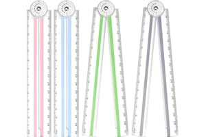 QKEINV 4 Pcs Foldable Rulers, Clear Foldable Rulers for School Student, Sturdy and Practical Transparent Ruler, Reusable 30cm Ruler Foldables for School, Office, Drawing & Crafts