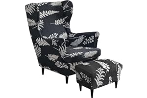 ELYSYSRL 2 Teilig Sesselhusse Ohrensessel Überzug Mit Ottomane Schonbezug, Sessel-Überwürfe Ohrensessel Schonbezüge Bezug Sesselhusse Stretch Tiger Stuhlbezug mit Armlehne Hohe Rückenlehne ( Color : #16 )