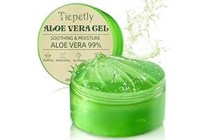 TIEPETLY Aloe Vera Gel Bio für Gesicht, Haar und Körper, Natürliche, Beruhigende und Pflegende Feuchtigkeitscreme für Trockene, Beanspruchte Haut 300ml