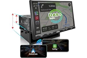 ATOTO F7XE 10 Inch Built in DAB+ Double-DIN & Single-DIN Adaptive Car Stereo, QLED Touchscreen DAB Car Radio &Bluetooth, Wireless CarPlay & Android Auto, MirrorLink, Voice Control, F7G110XED