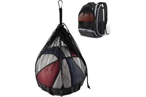 ‎BROTOU BROTOU Ballsack,Ballnetz für 1 Bälle mit Reißverschlusstasche,Rucksack Tragbare netzsack mit Karabiner sowie Kordelzug für Basketball,Fussball, Handball,Volleyball,Rugby-Bälle