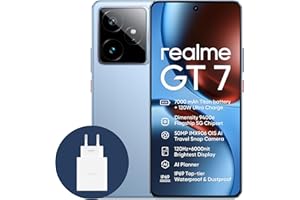 realme GT7 5G Smartphone,12+256GB,Batterie 7000 mAh,120W Charge,Processeur Dimensity 9400e, Appareil Photo IMX906 50MP,AI Planner,Écran e-Sport Pro 6000 nits 120Hz, IP69, Bleu,Exclusivité Amazon
