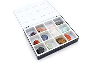 PIERRETOILES - Boîte de Minéraux à Collectionner ou de Lithothérapie pour Débuter; 12 Pierres Naturelles Brutes de Collection: Attribution Aléatoire; Taille: 2 cm Environ