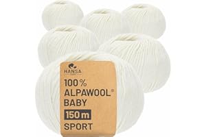 ‎HANSA-FARM HANSA-FARM | 100% Baby Alpakawolle in 50+ Farben (kratzfrei) - 300g Set (6 x 50g) - weiche Alpaka Wolle zum Stricken & Häkeln in 6 Garnstärken by Hansa-Farm - Wollweiß/Natur (Weiß)