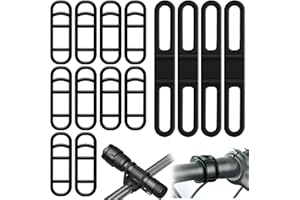 WANDERGO Cinta de silicona para bicicleta, 14 unidades, banda elástica para luz de bicicleta, 360 grados, anillo de sujeción de goma, soporte para luz de bicicleta, soporte para altavoz, botella,