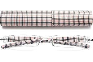 VEVESMUNDO okulary do czytania dla kobiet i mężczyzn, kompaktowe, smukłe, przenośne, nowoczesne, lekkie, bez krawędzi, pomoc w czytaniu, kwiaty, przezroczysta z etui na okulary od 1,0 1,5 2,0 2,5 3,0 3,5 4,0…