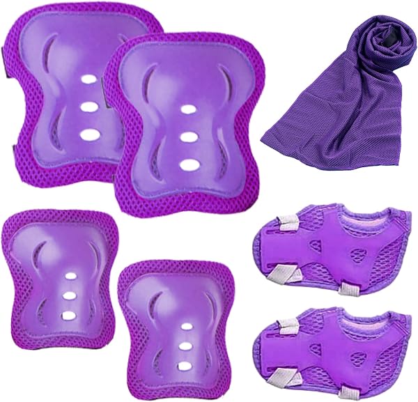 JSTHHTT 6 Piezas Protecciones Patines Set, Protecciones Skate Niño Rodilleras Patines Niña, Protecciones Patines Niña, Rodilleras y Coderas Niña Patinaje, Set Rodilleras Coderas y Muñequeras - 1