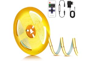 PSTAR Taśma LED COB 2M, 2700K ciepła biel, ściemnialna 24V, elastyczny zestaw taśm LED COB, 320 diod LED/M, z pilotem RF, do dekoracji domu, kuchni, lustra