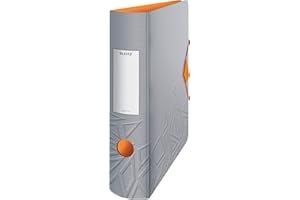 ‎LEITZ Leitz Qualitäts-Ordner 180° Active, A4, Breit, Abgerundeter Rücken, 8,2 cm breit, Gummibandverschluss, Leichtes Polyfoam, Plastik-Ordner, Urban Chic Serie, Grau, 11160088